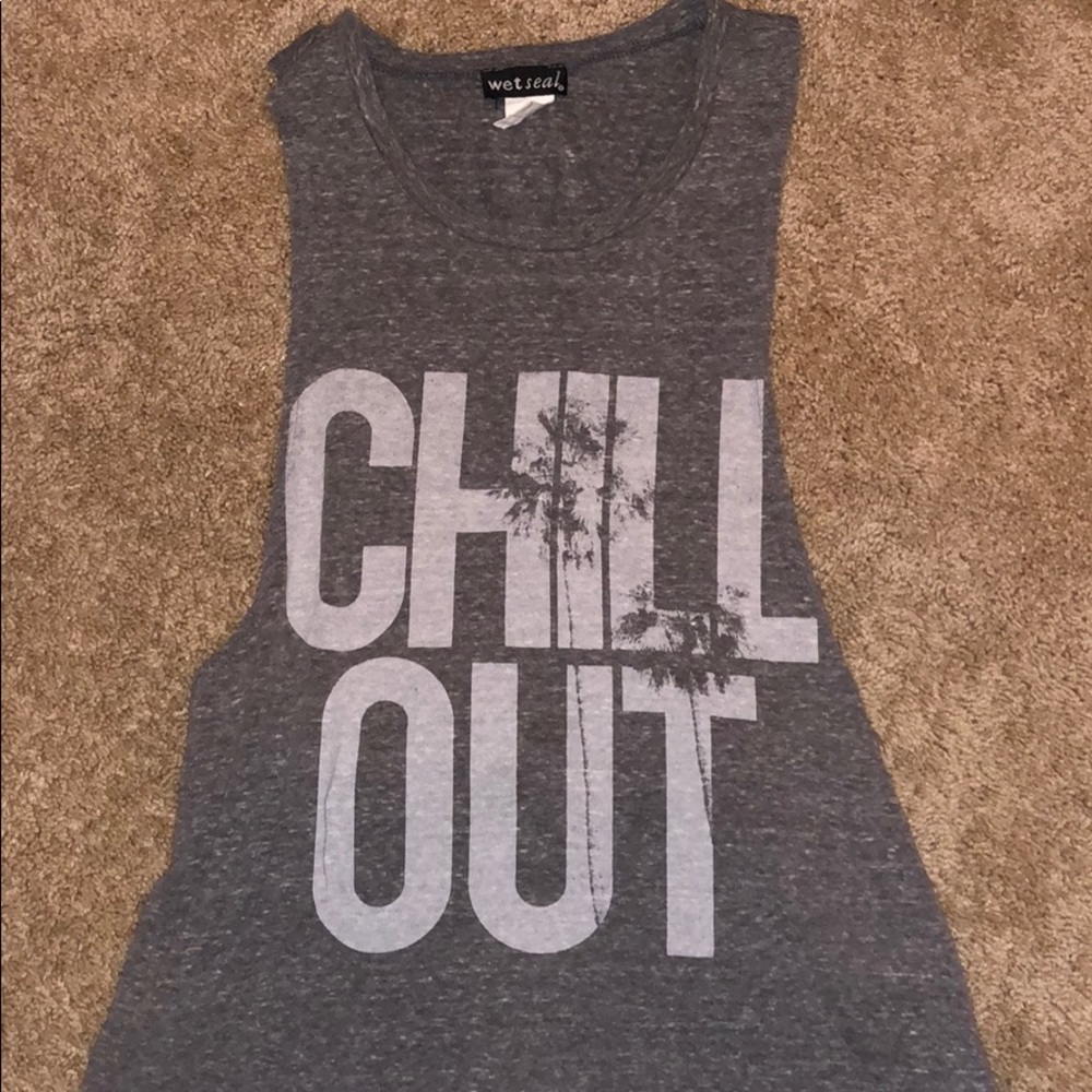 “Chill out” wet seal twisty back tank top